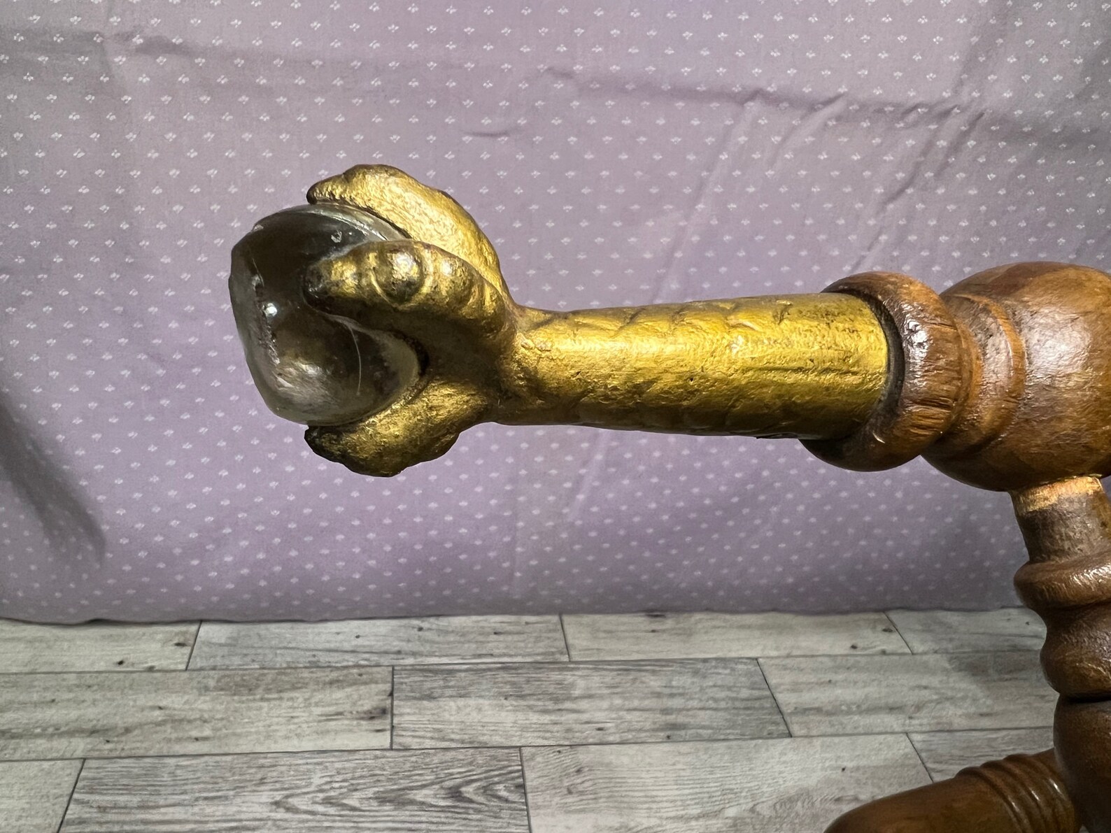 Antique Victorian Glass Ball and Claw Foot Piano Stool, Adjustable