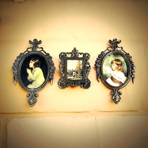 Vintage Ornate Italian Wall Art Small Pictures Under Glass, Hollywood Regency Rococo Style Made in Italy, French Country Farmhouse Decor