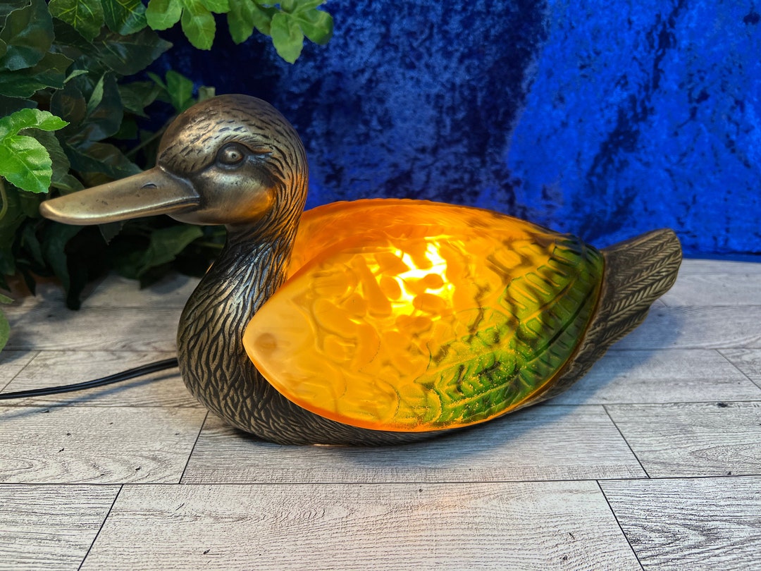 Vintage Duck Accent Lamp Night Light, Andrea by Sadek, Tin Chi Signed