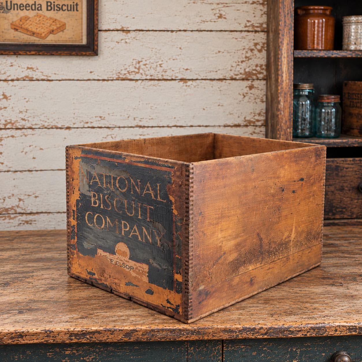 Antique Nabisco Crate, National Biscuit Company Wood Box, 1906