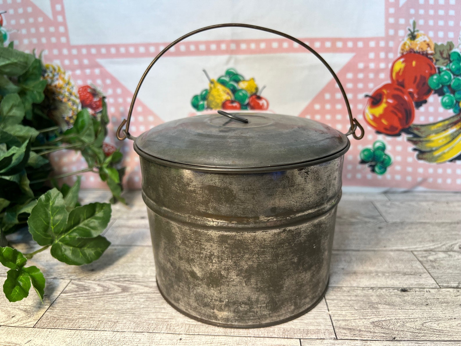 Vintage Tin Beer Bucket, Berry Bucket, Lunch Pail, Coal Miners Lunch