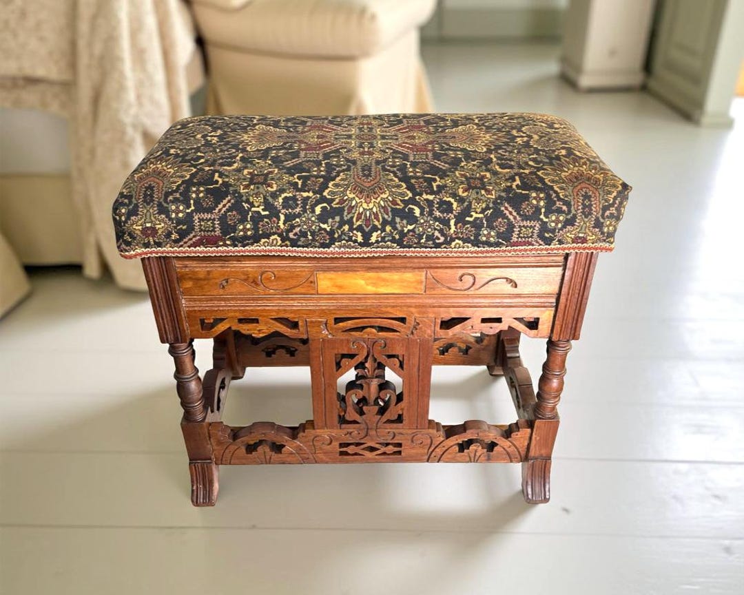 Antique Victorian Eastlake Slipper Bench: Hand Carved Stool - Etsy
