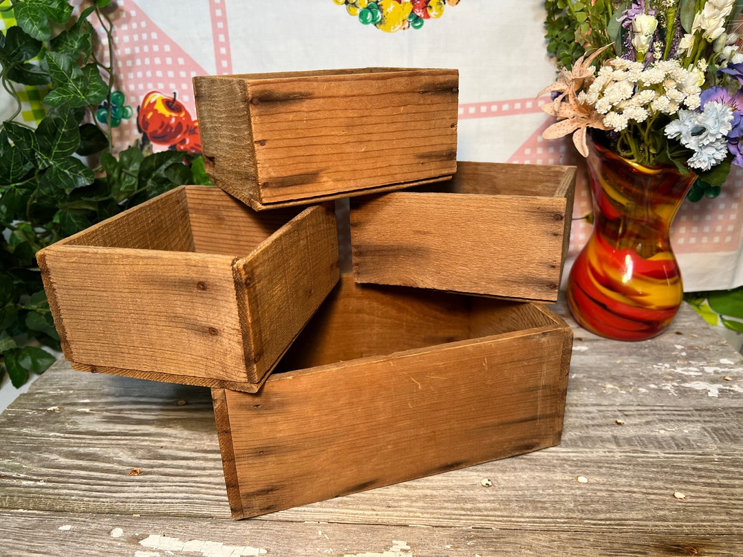 Antique Set of 4 Small Wood Boxes Primitive Rustic Country Etsy