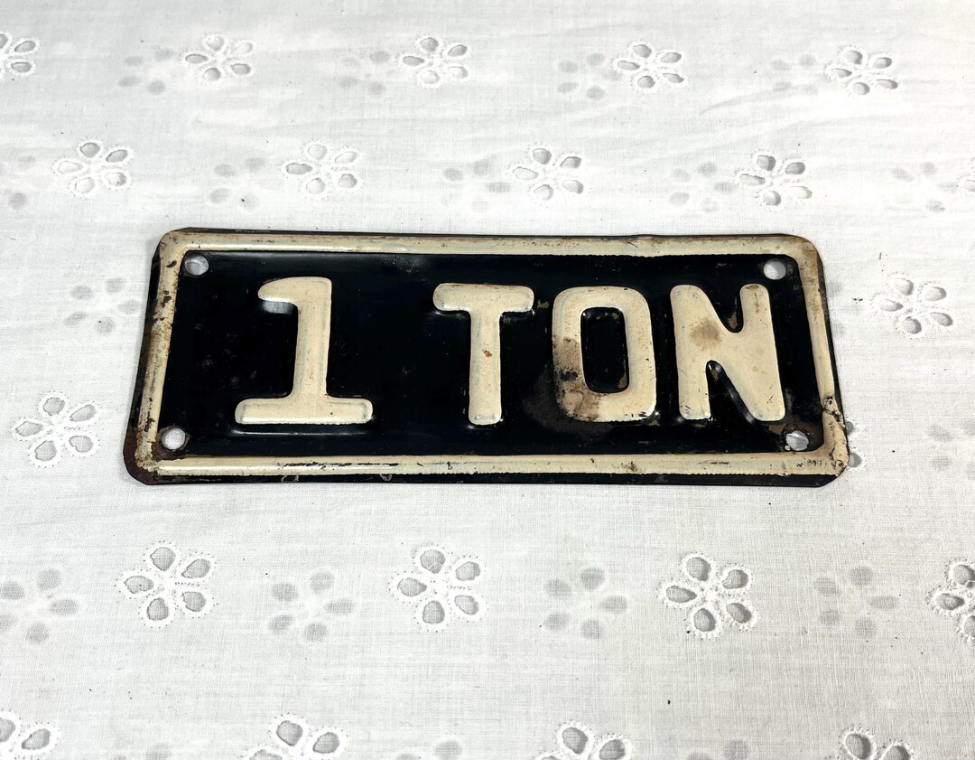 Vintage 1940s Kansas 1 Ton Truck Tag Sign: Man Cave Garage Decor - Etsy