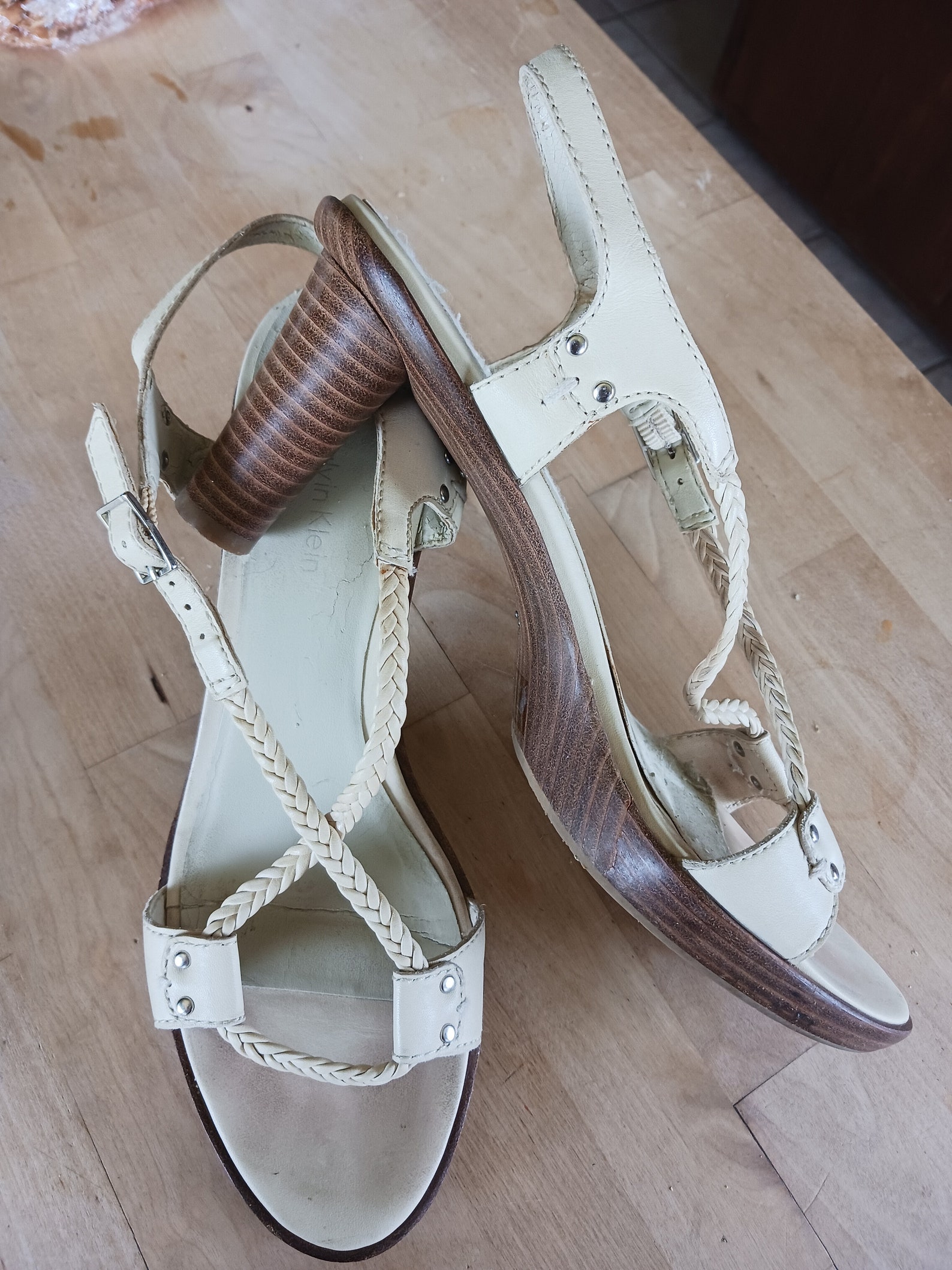 calvin klein open toe heels