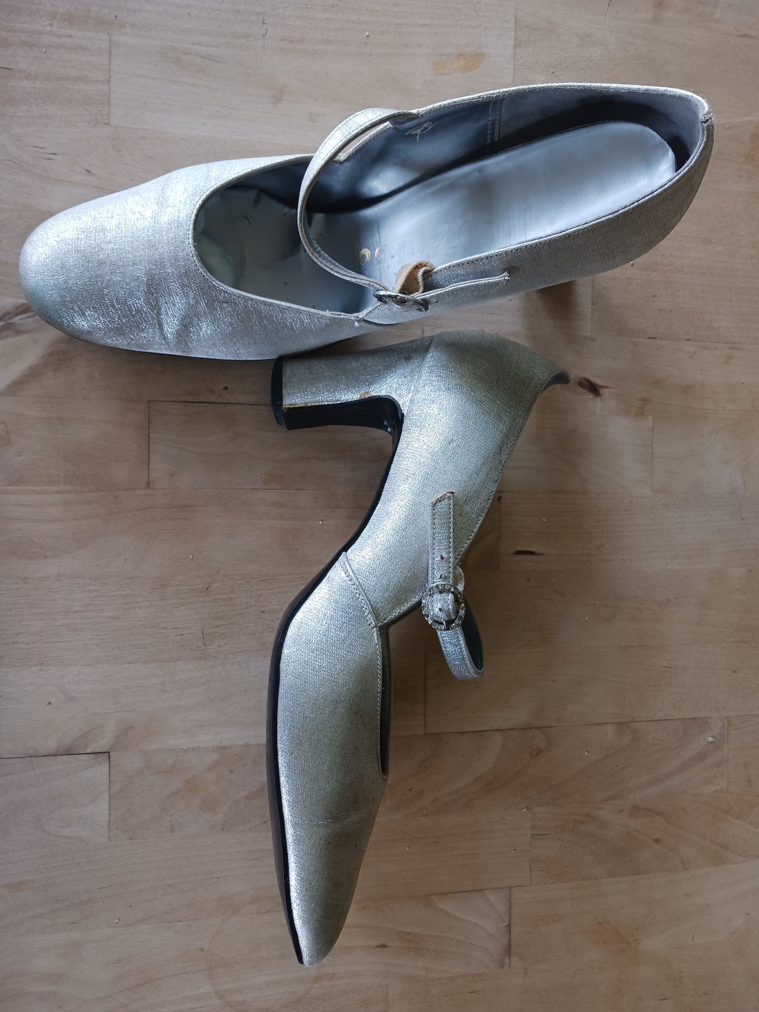 Vintage Shimmering Silver Mary Jane Style Evening Shoes Etsy — free download