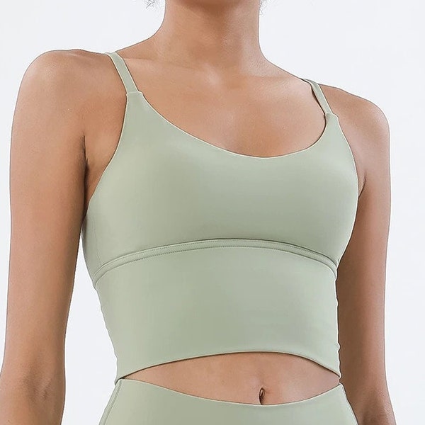 | de crop top longue vert avocat  Soutien-gorge de sport | | de yoga | en cours d’exécution | de danse | pilates | de vêtements de sport Vêtements de danse