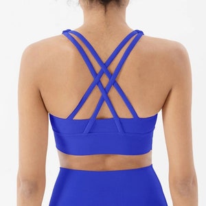 Electric Blue Cross Back Crop Top | Running |  Gym | Yoga | Pilates | Dance | Activewear | Athleisure | Dancewear | Exercise Clothes |