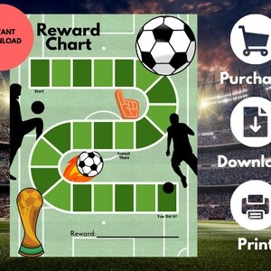 Kids Reward Chart | Printable Behavior Chart | Daily Chore Chart | Kids Routine Stars Sticker Chart | Soccer Chart | Birthday Games