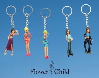 Y2K Girl Figure Keychain, Retro Bag Charm
