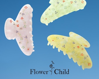 Rhinestone Floral Acrylic Hair Claw Clip, Acetate Flower Barrette, Gift for Her