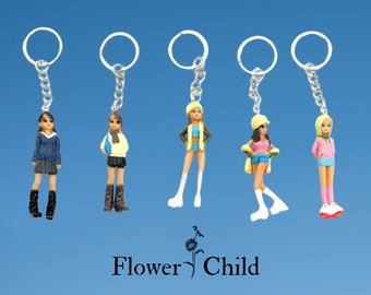 Y2K Girl Figure Keychain, Retro Bag Charm