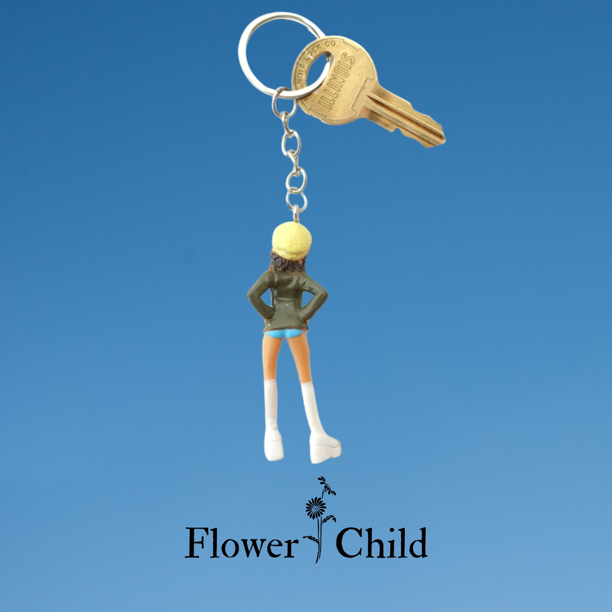 90s Y2K Funky Figure Resin Model Figure Keychain, Aesthetic Girl