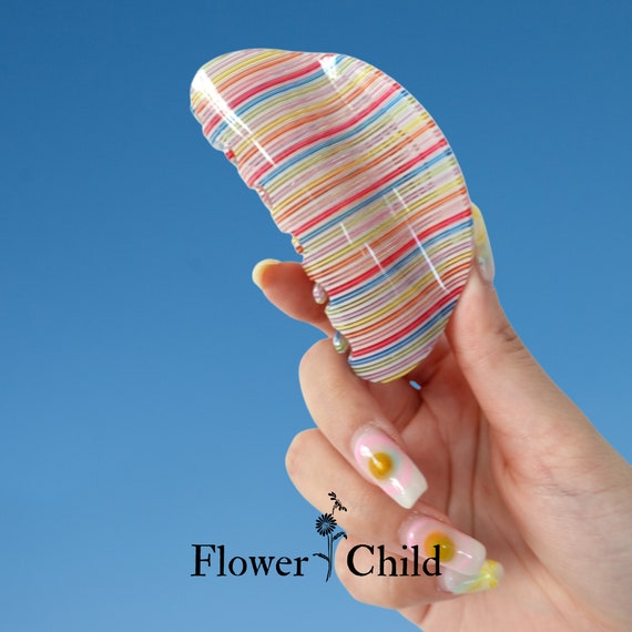 Rainbow Striped Acrylic Hair Claw Clip, Glossy Acetate  display picture 2