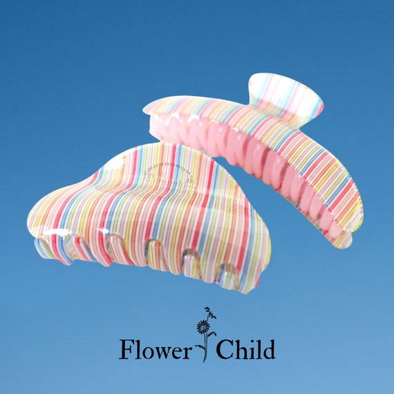 Rainbow Striped Acrylic Hair Claw Clip, Glossy Acetate  display picture 3