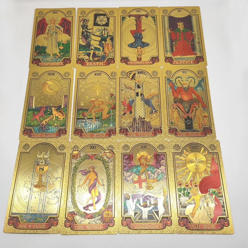 Gold Tarot Cards Gold Tarot Deck Gold Foil Tarot Card Deck Etsy