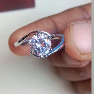 Sterling Silver Classic Round Solitaire engagement ring, Solitaire Ring, 6 Prong Round Wedding Ring, Bridal Ring,Simulant Promise Ring