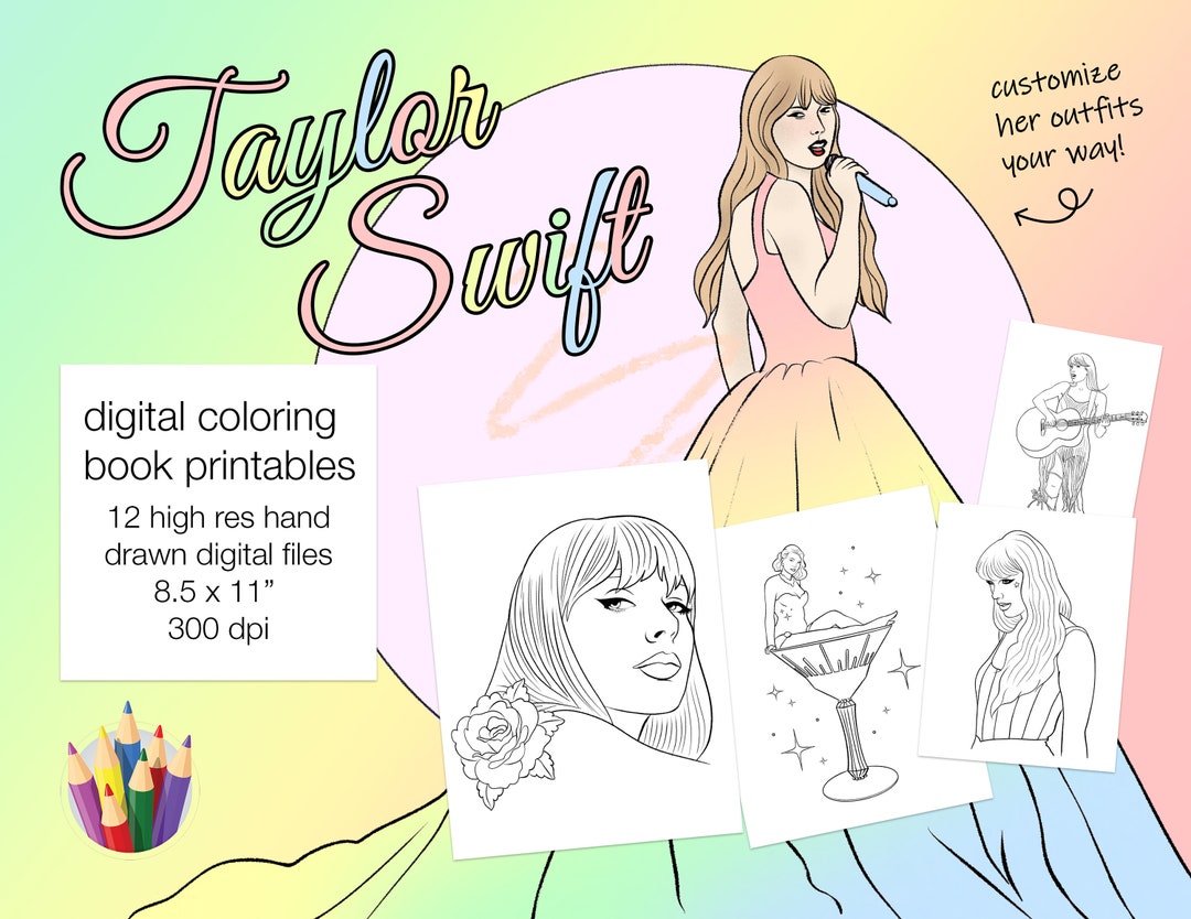 Taylor Swift Inspired Coloring Book DIGITAL Instant Print PDF - Etsy