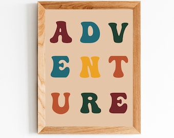 Adventure Printable Wall Art, Typography Poster, Kids Room Print, Bedroom Nursery Decor, Colorful Quotes Print, Modern Minimalist Art Design