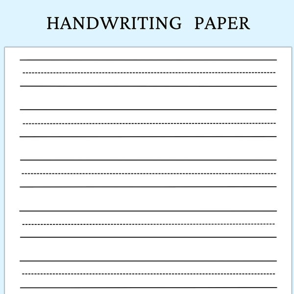 Handwriting Practice Paper Printable, Kids Writing Sheet, Kindergarten Lined Page, Portrait and Landscape, US Letter Size DIGITAL DOWNLOAD