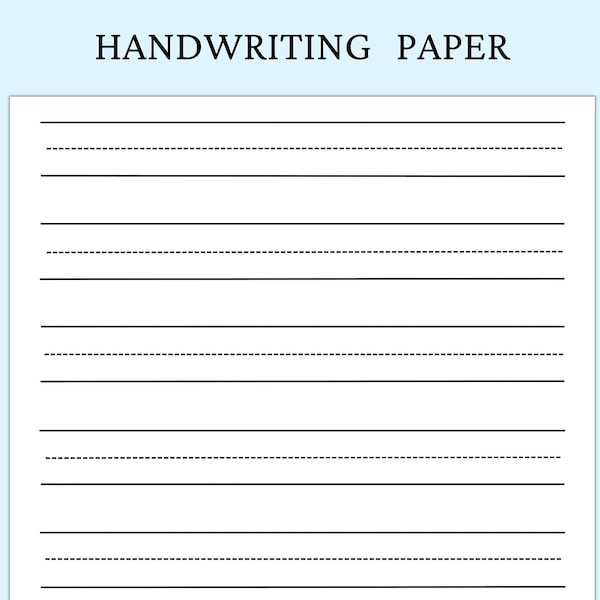 Handwriting Practice Paper Printable, Kids Writing Sheet, Kindergarten Lined Page, Portrait and Landscape, US Letter Size DIGITAL DOWNLOAD