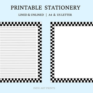 Checkered Pattern Letter Writing Paper, Stationery Printable, Black and  White, Geometric Squares, Scarpbook Journal Page, DIGITAL DOWNLOAD