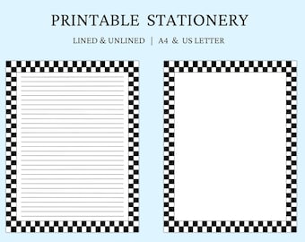 Checkered Pattern Letter Writing Paper, Stationery Printable, Black and  White, Geometric Squares, Scarpbook Journal Page, DIGITAL DOWNLOAD