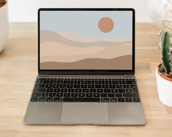 Aesthetic Landscape Laptop Wallpaper, Neutral Boho MacBook Background, Abstract Computer Homescreen, Modern Minimal Desert Design, Digital