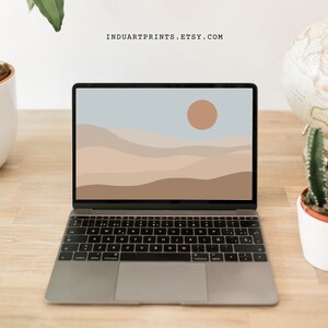 Aesthetic Landscape Laptop Wallpaper, Neutral Boho MacBook Background, Abstract Computer Homescreen, Modern Minimal Desert Design, Digital