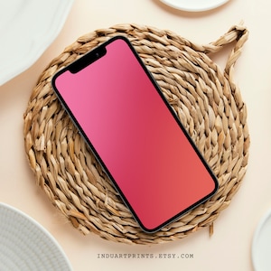 Rot und Rosa Farbverlauf Handy Hintergrundbilder, iPhone Hintergrund, Modernes Ästhetisches Design, Android Sperrbildschirm, Minimaler Startbildschirm, Digital Download