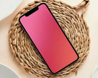 Red and Pink Gradient Phone Wallpaper, iPhone Background, Modern Aesthetic Design, Android Lockscreen, Minimal Homescreen, Digital Download