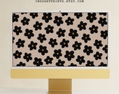 Black Daisy Desktop Wallpaper, Aesthetic iMac Background, Modern Minimal Floral Design, Botanical Flowers, Abstract Boho Wallpaper, Digital