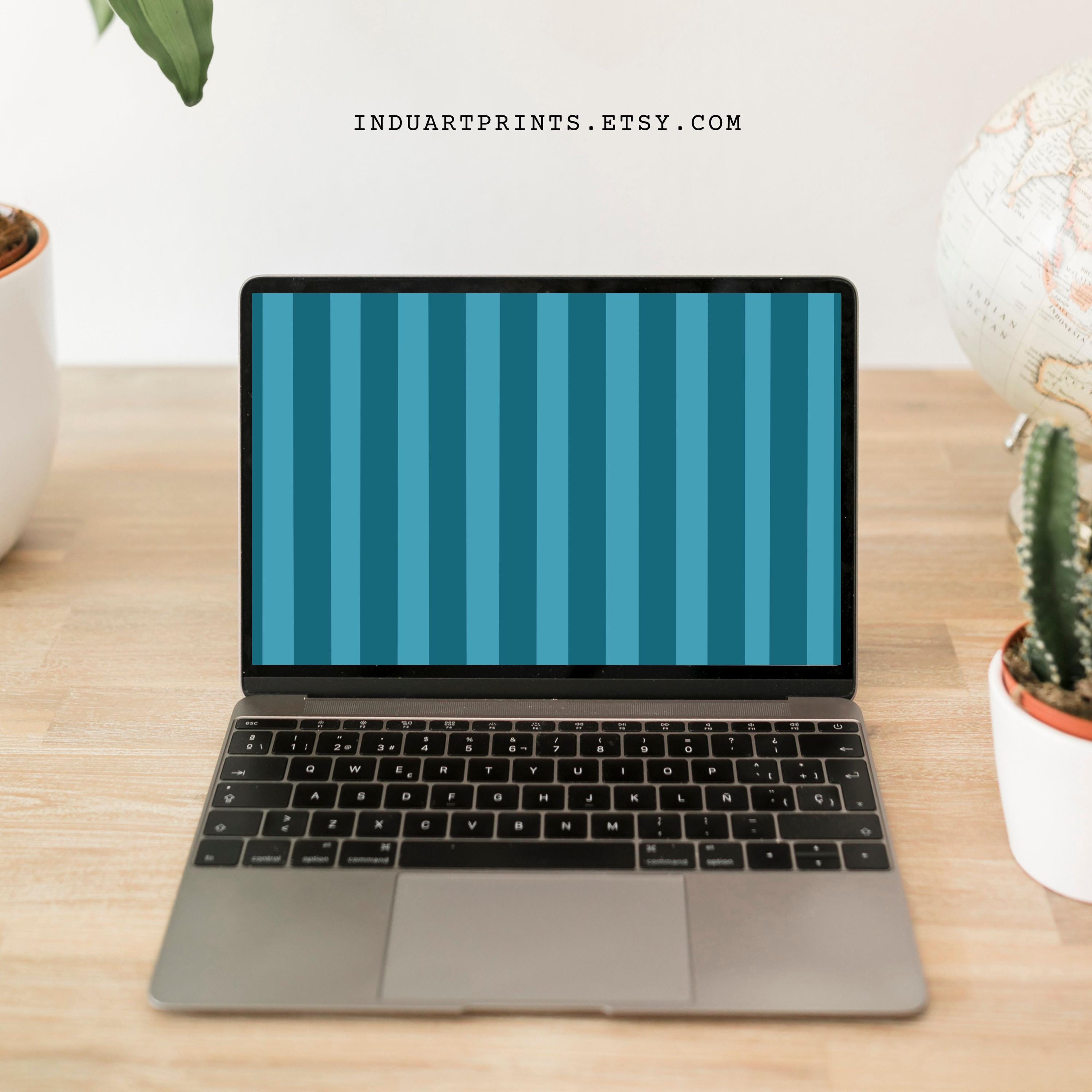 Blue Striped Pattern Laptop Wallpaper, Minimalist MacBook Background ...