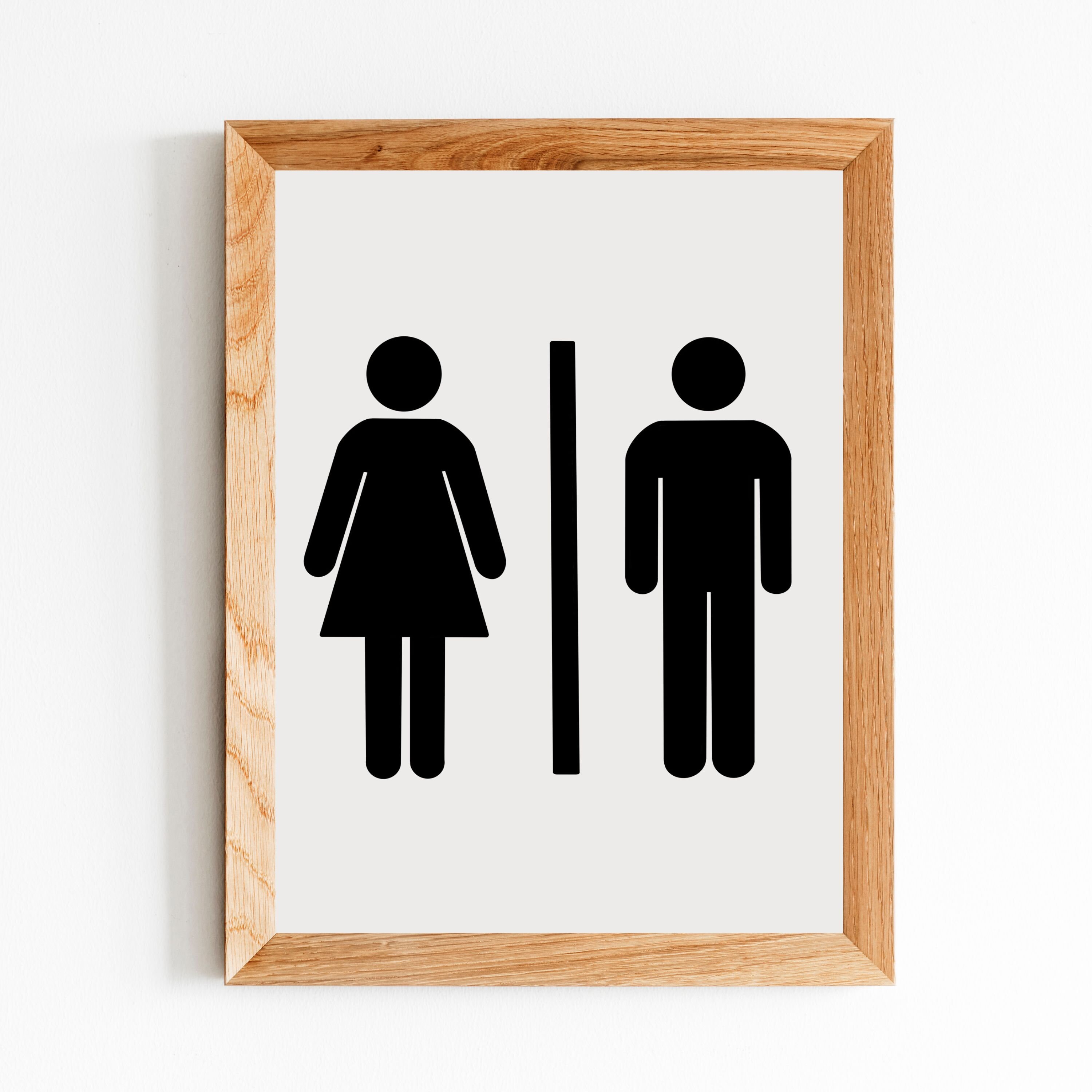 Restroom Sign Printable Bathroom Art Print Black and White - Etsy