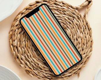 Vertical Stripes Phone Wallpaper, Retro Style iPhone Background, Aesthetic Colorful Wallpaper, Vintage Minimal Art Design, Digital Download