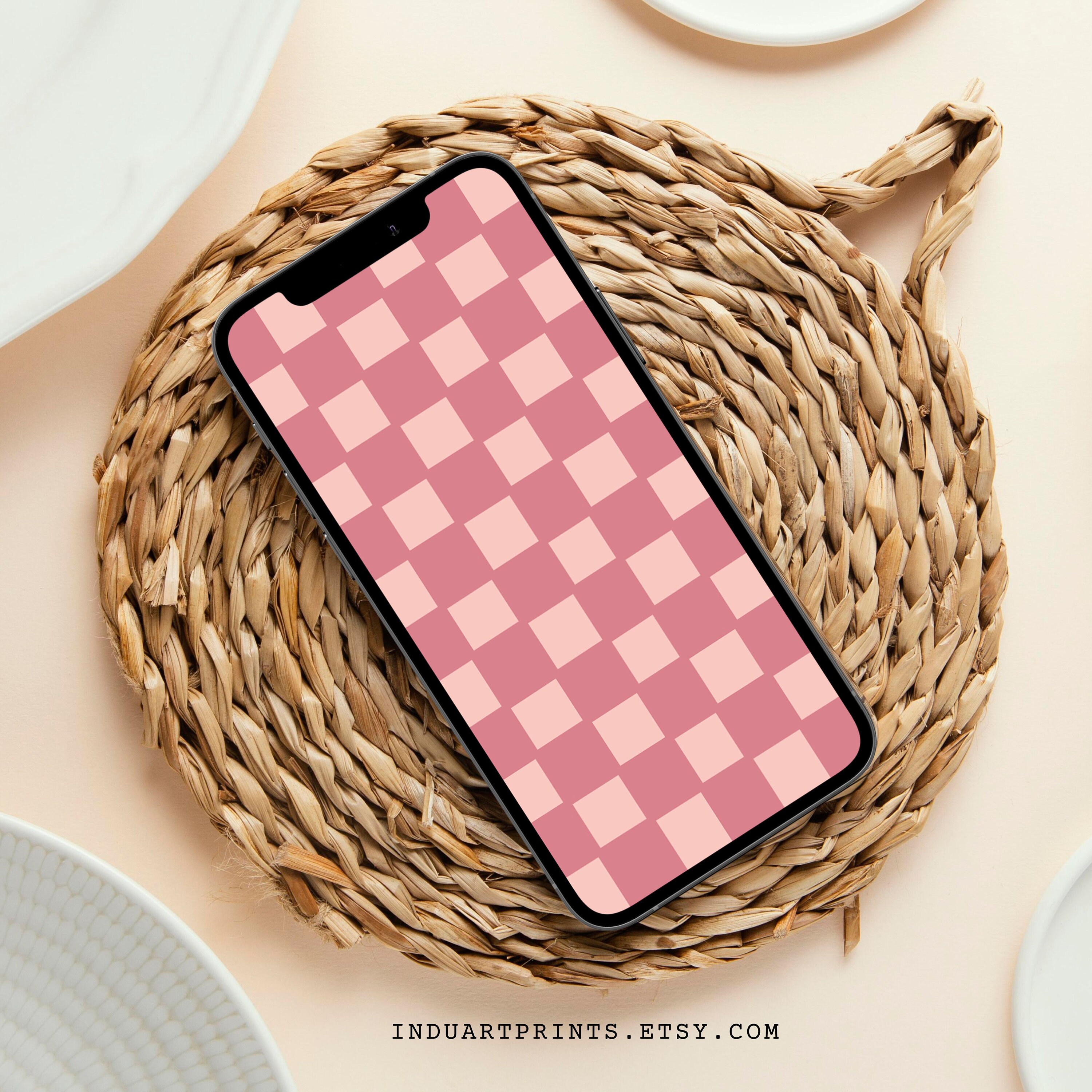 Rosa Karierte Handy Hintergrundbilder, Geometrischer iPhone Hintergrund,  Quadratisches Gitter Muster, Minimal Sperrbildschirm, Android Home Screen,  digitaler Download - Etsy Schweiz, image size:3000x3000