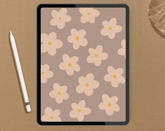 Aesthetic Daisy iPad Wallpaper, Neutral Floral Tablet Backgrounds, Modern Minimal Art, Boho Abstract IPad Pro Lockscreen, Digital Downloads