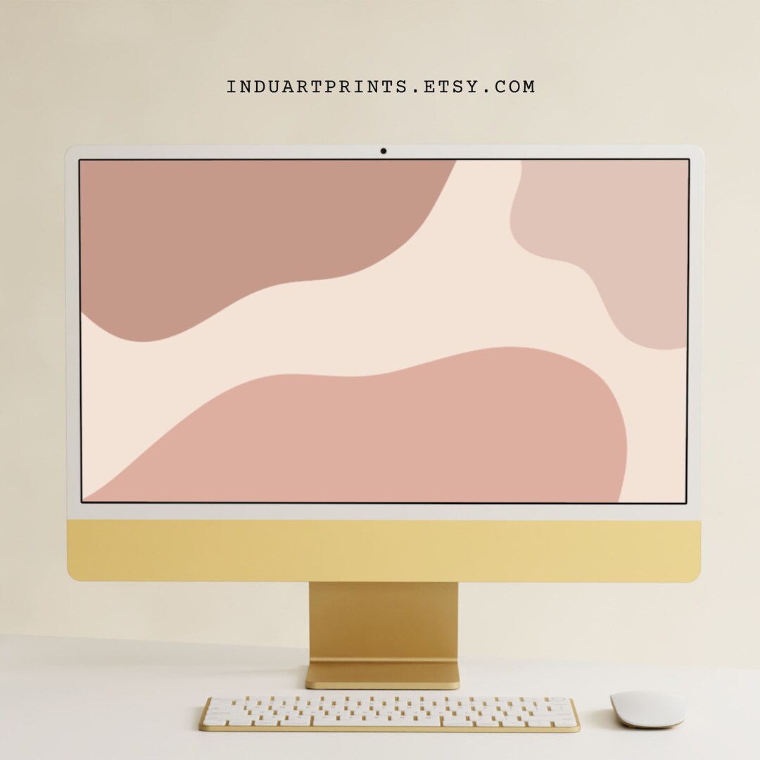 Neutral Aesthetic Desktop Wallpaper, Warm Pink Tones Background, Boho
