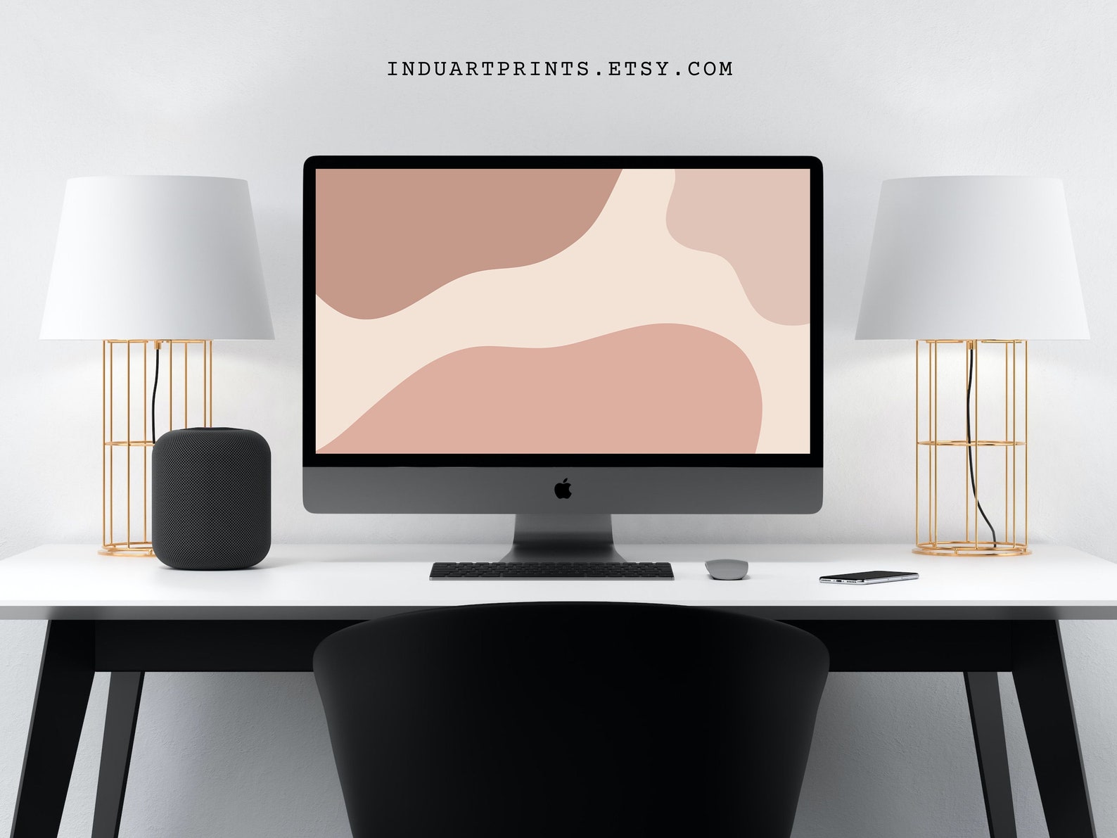Neutral Aesthetic Desktop Wallpaper, Warm Pink Tones Background, Boho