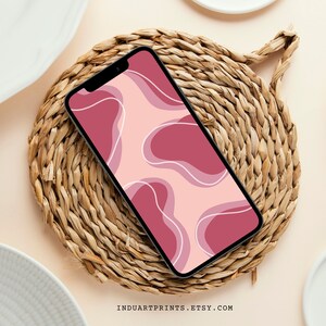 Abstract Pink Phone Wallpaper, iPhone Backgrounds, Minimal Lockscreen, Android Mobile Homescreen, Modern Aesthetic Design, Digital Download