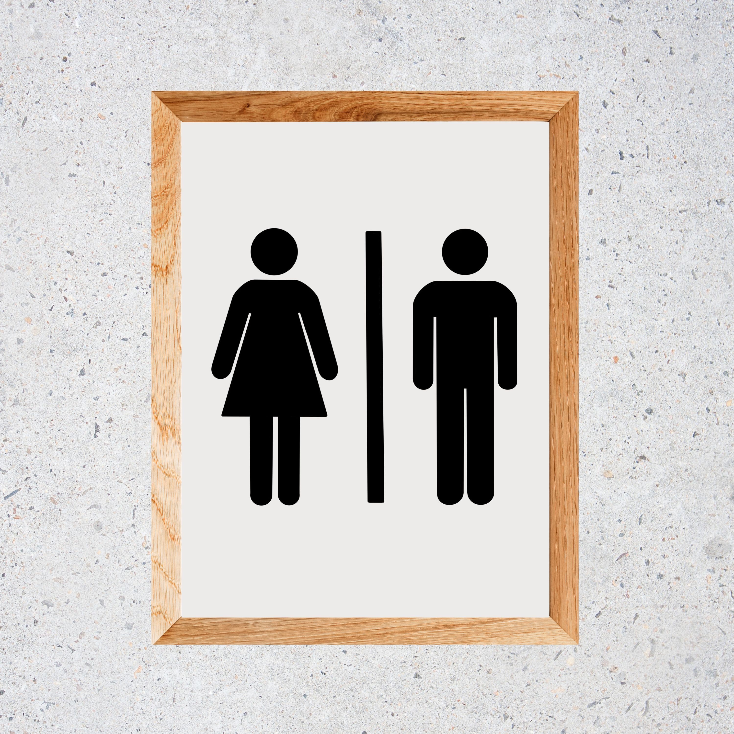 Restroom Sign Printable Bathroom Art Print Black and White - Etsy