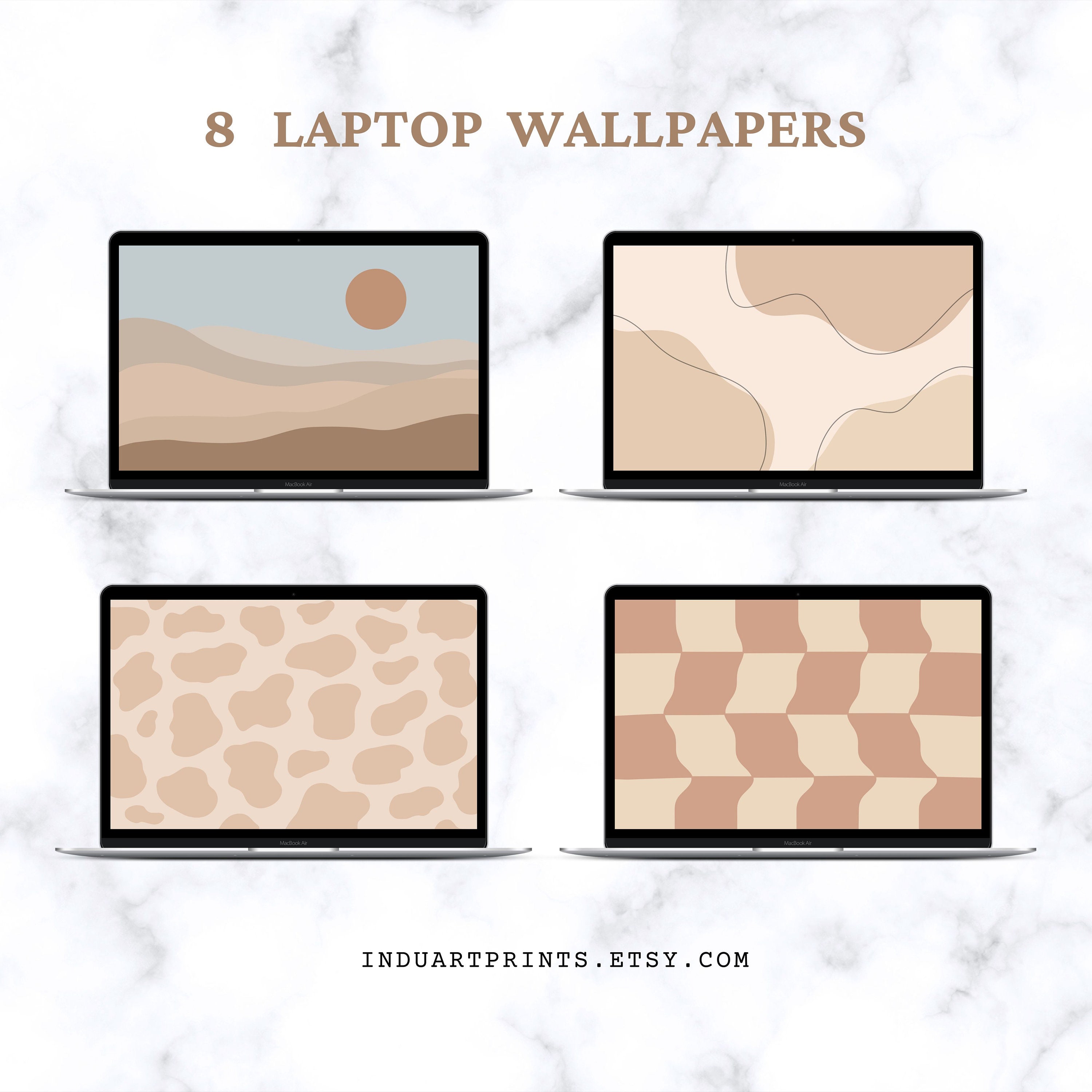 8 Neutral Aesthetic Laptop Wallpaper, Warm Tones MacBook Background