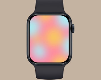 Gradient Apple Watch Wallpaper, Colorful Aura Smartwatch Backgrounds, Aesthetic Minimal Design, Modern Lockscreen, Pink Blue Yellow iwatch