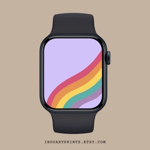 Regenbogen Apple Watch Hintergrundbild, bunte Smartwatch-Hintergründe, ästhetisches, minimalistisches Design, trendiger süßer Sperrbildschirm, abstraktes iwatch Face Art