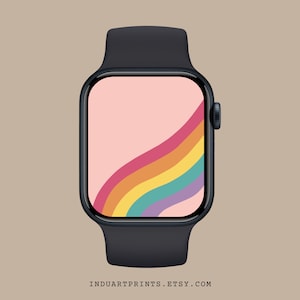 Sfondo arcobaleno per Apple Watch, Sfondi colorati per smartwatch, Design minimale ed estetico, Schermata di blocco carina e alla moda, Arte astratta per il quadrante dell'iWatch