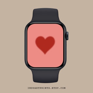 Gradient Red Heart Apple Watch Wallpaper, Cute Smartwatch face Background, Modern Screensaver, Aesthetic Lockscreen Design, iwatch Display