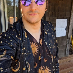Streetwear Jacket - Stars and Moons - Sleek Printed Blazer - Gifts for Him