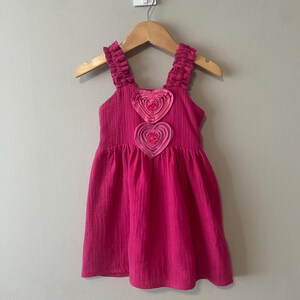 Handmade Children&#39;s Pink Upcycled Double Gauze Cotton Elastic Straps Dress Size 4