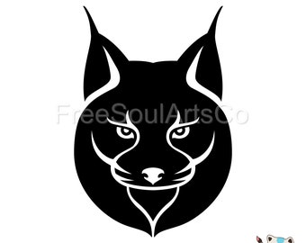 Lince Svg. Testa di lince Svg. Faccia di lince Svg. Clipart della testa di lince. Taglia file. Sagoma Cricut. Stampa animale del gatto selvatico predatore. pngdxf