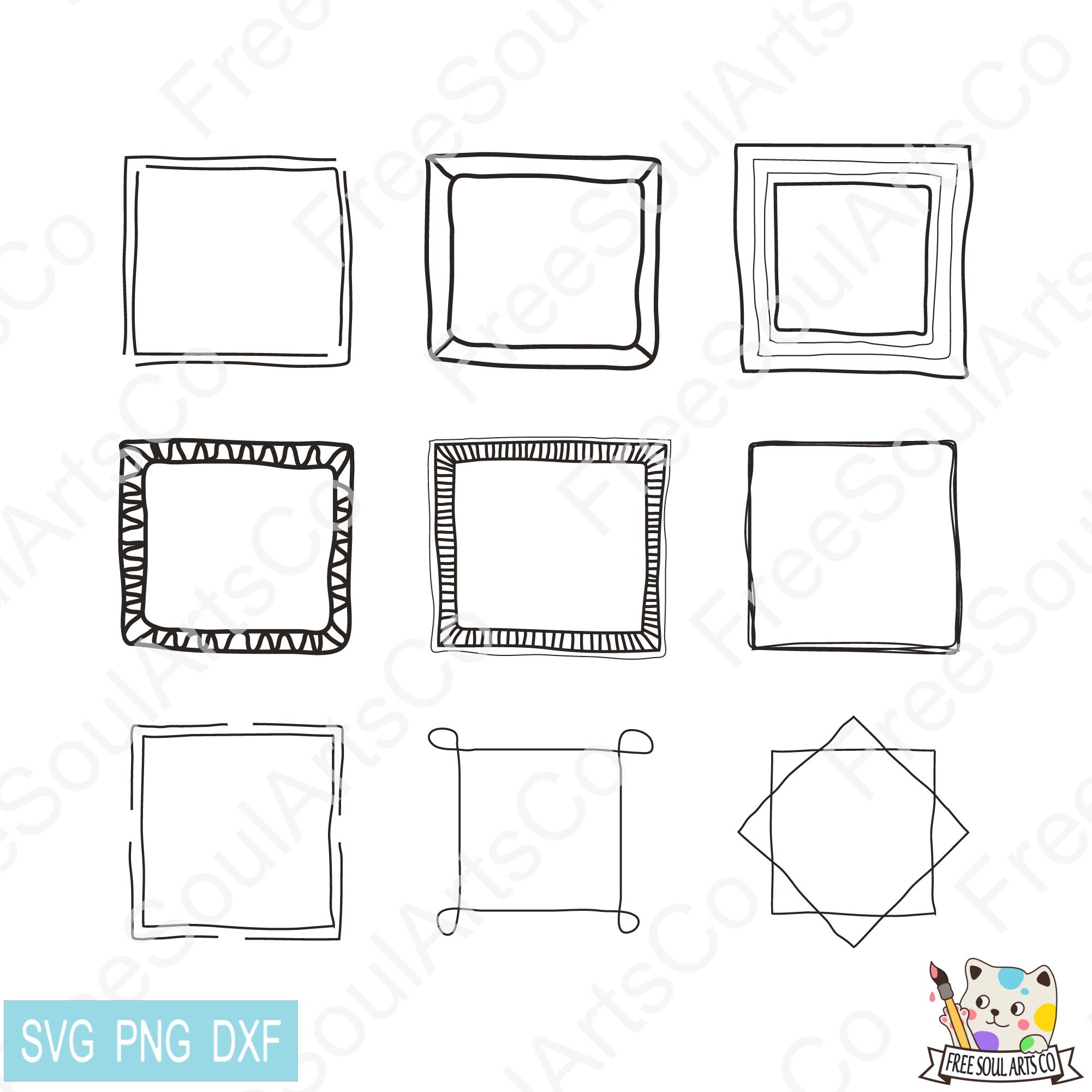 Fun Frame Svg Frame Svg Bundle. Doodle Frame Svg. Hand-drawn Frames and Banners Svg ...